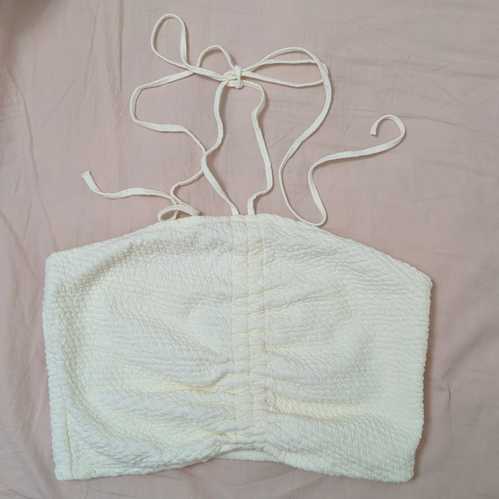 & Other Stories White Halterneck Bandeau Crop Top Size Small NWOT